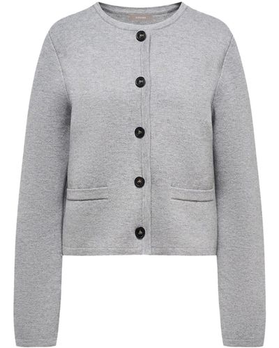 12 STOREEZ Button-up Cotton-wool Cardigan - Gray