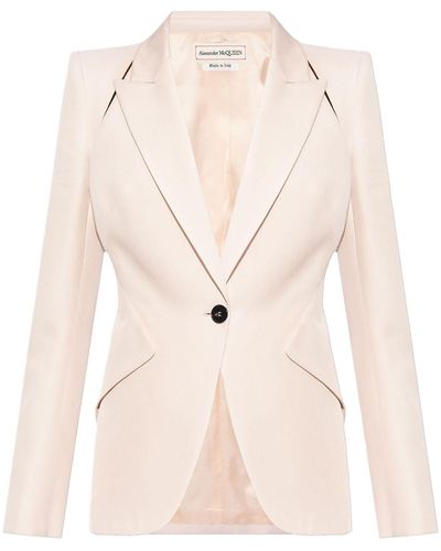 Alexander McQueen Twill-Blazer mit Einsätzen - Natur