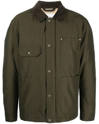 Woolrich Embroidered-logo Button-fastening Jacket - Green