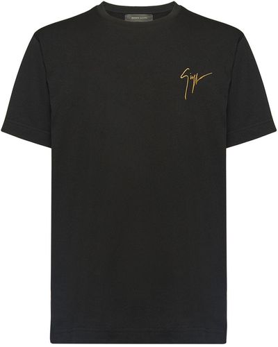 Giuseppe Zanotti T-shirt Met Geborduurd Logo - Zwart