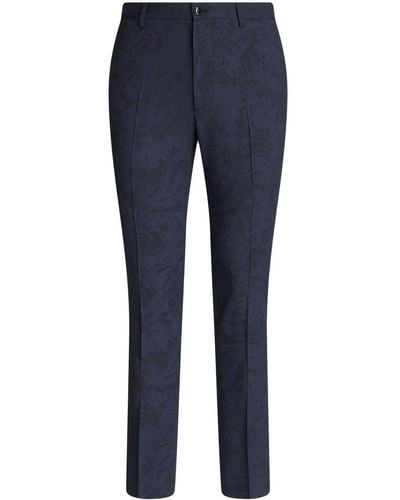 Etro Patterned-jacquard Straight-leg Pants - Blue