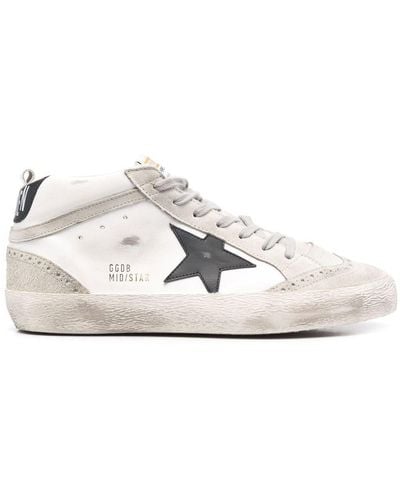 Golden Goose Mid Star Distressed-effect Trainers - White