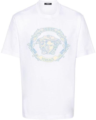 Versace Medusa Head-embroidered Cotton T-shirt - White