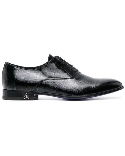 Philipp Plein Almond-toe Leather Loafers - Black