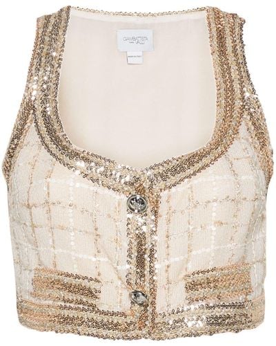Giambattista Valli Sequin-embellished Cropped Top - Natural
