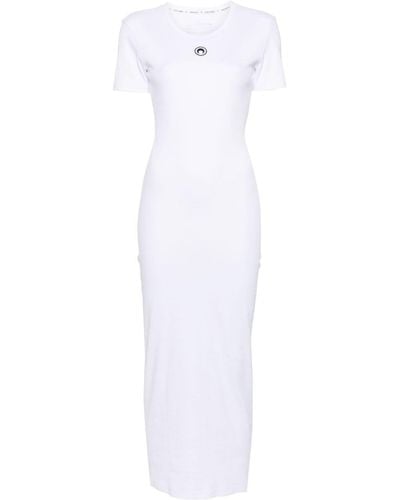 Marine Serre Crescent Moon-embroidered Maxi Dress - White