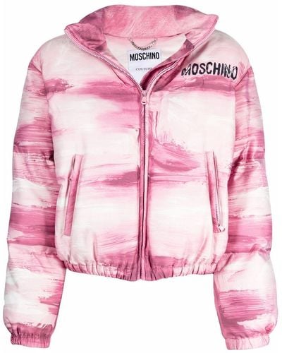 Moschino Brushstroke-print Puffer Jacket - Pink