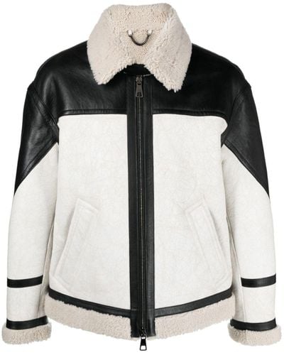 Neil Barrett Faux-shearling Trim Leather Jacket - Black