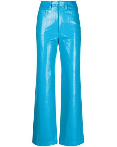 ROTATE BIRGER CHRISTENSEN High-rise Coated Straight-leg Trousers - Blue