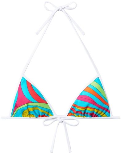 Emilio Pucci Top bikini con stampa Marmo - Blu