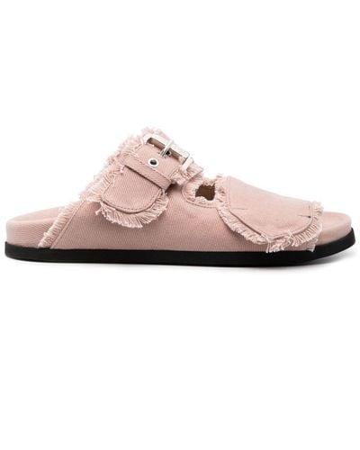 N°21 Frayed-edge Buckled Sandals - Pink