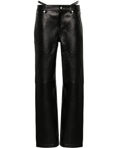 Alexander Wang Logo-embellished Leather Pants - Black