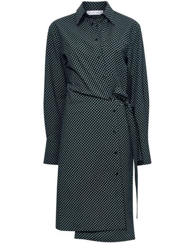 Proenza Schouler Check-print Poplin Wrap Dress - Black