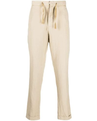 Officine Generale Drawstring Tapered Trousers - Natural