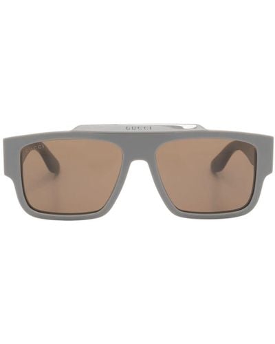 Gucci Logo-embellished Square-frame Sunglasses - Grijs