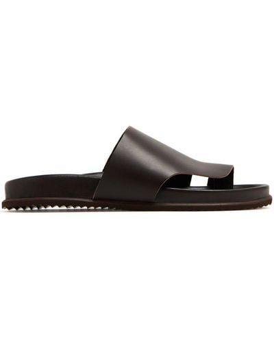 Ancient Greek Sandals Round-toe Leather Sandals - Black