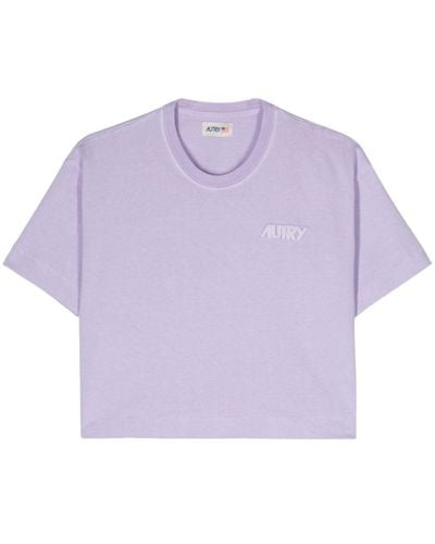 Autry Logo-patch Cropped T-shirt - Purple