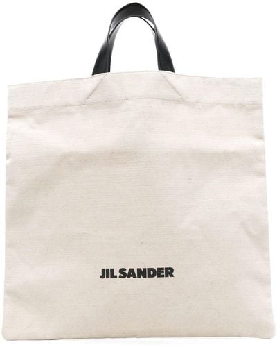 Jil Sander Logo-print Linen Tote Bag - Natural