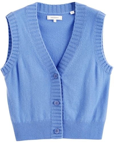 Chinti & Parker V-neck Knitted Waistcoat - Blue