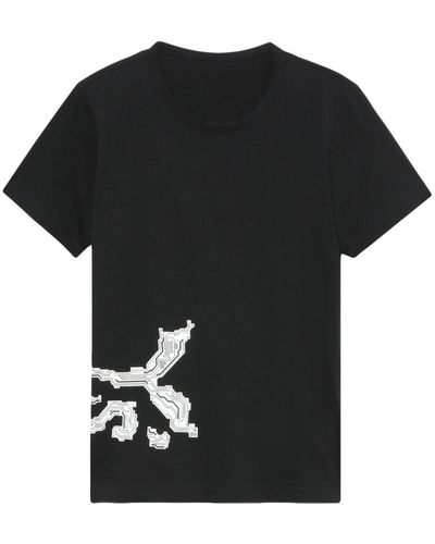 Y's Yohji Yamamoto T-shirt en coton à logo imprimé - Noir
