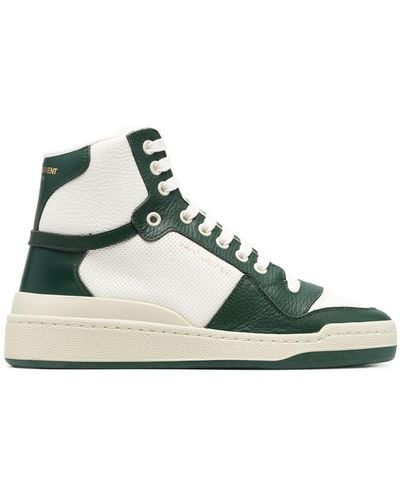 Saint Laurent Sl24 Logo-print High-top Leather Sneakers - Green