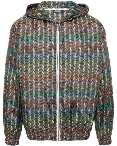 Missoni Chevron-print hooded jacket - Gris