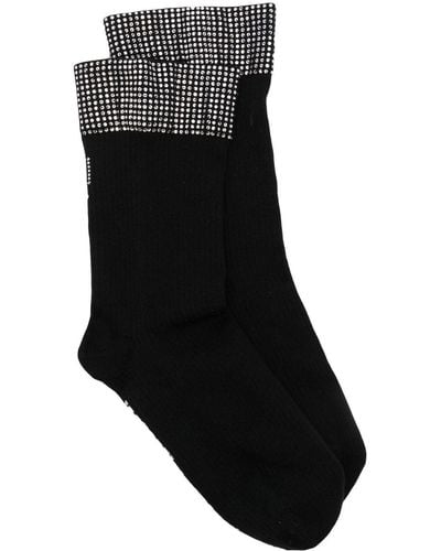 Wolford X Sergio Rossi Crystal-studded Socks - Black