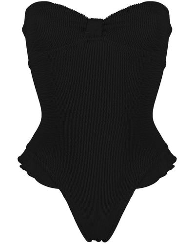 Reina Olga Crinkle-effect Swimsuit - Black