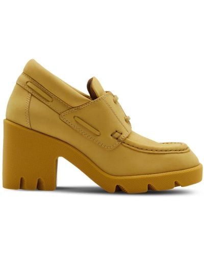 Burberry Nubuck Stride 65mm Loafers - Yellow