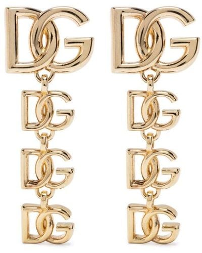 Dolce & Gabbana Logo-lettering Drop Earrings - White