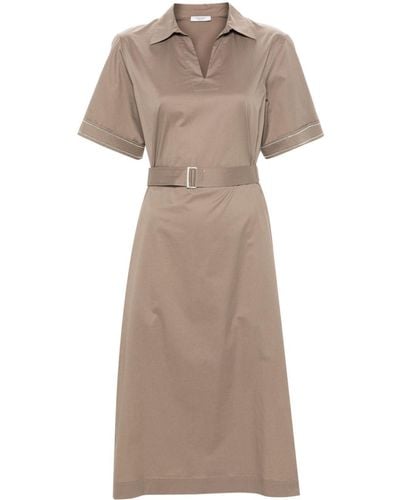 Peserico Belted Midi Polo Dress - Natural