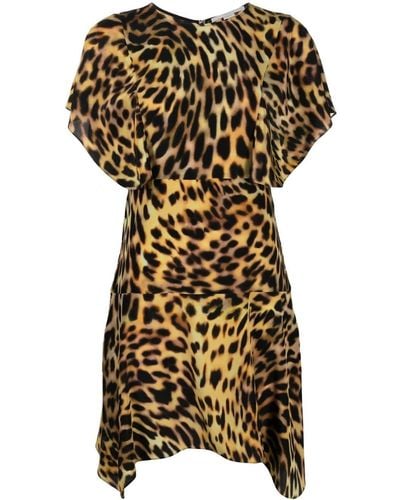 Stella McCartney Robe en soie à imprimé léopard - Neutre