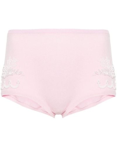 Versace Bead-detailing Knitted Mini Shorts - Pink