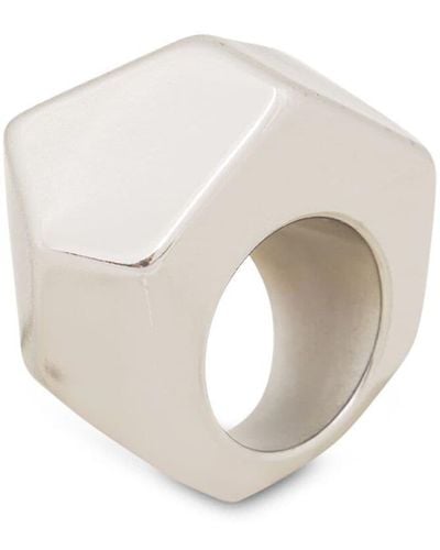 Alberta Ferretti Faceted Metallic Ring - White