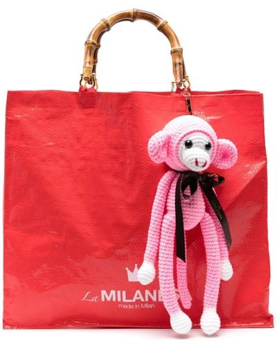 La Milanesa Animal-appliqué Tote Bag - Red