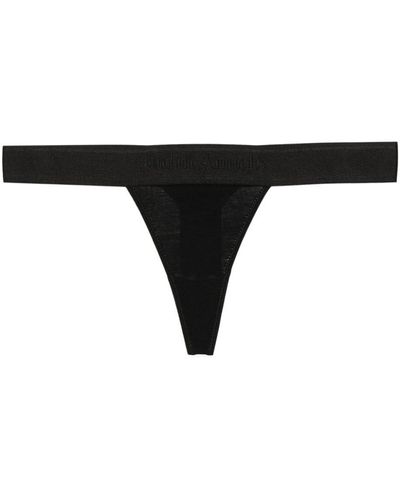 Palm Angels Logo-tape Stretch-cotton Thong - Black