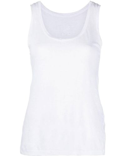 120% Lino Camiseta de tirantes de melange - Blanco