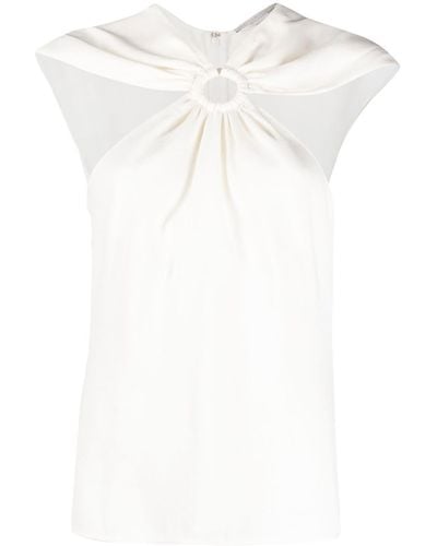 Stella McCartney Ring-hardware Cold-shoulder T-shirt - White