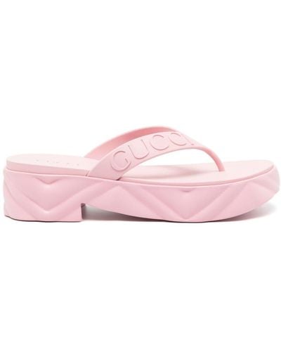 Gucci Chanclas con logo en relieve - Rosa