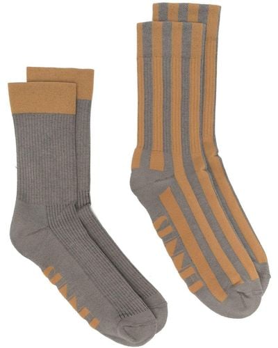 Sunnei Pack de dos pares de calcetines con logo en intarsia - Gris