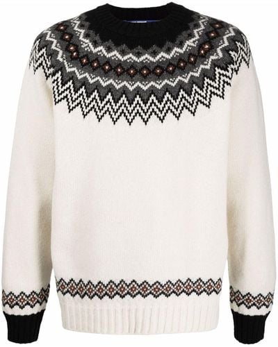 Junya Watanabe Fair Isle Intarsia-knit Wool Sweater - White
