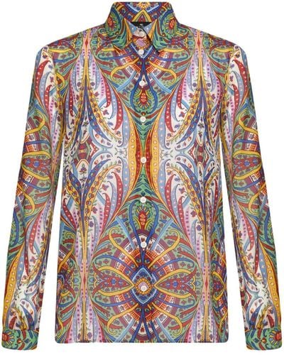 Etro Katoenen Overhemd Met Paisley-print - Meerkleurig