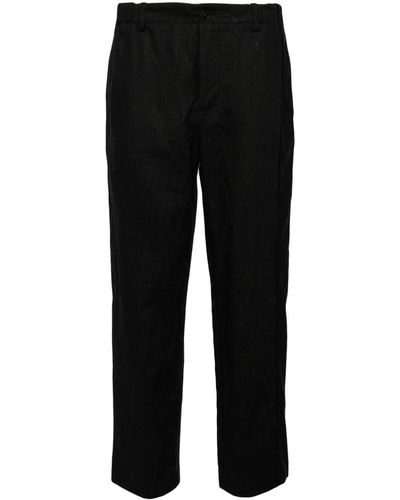 Feng Chen Wang Linen Straight-leg Trousers - Black