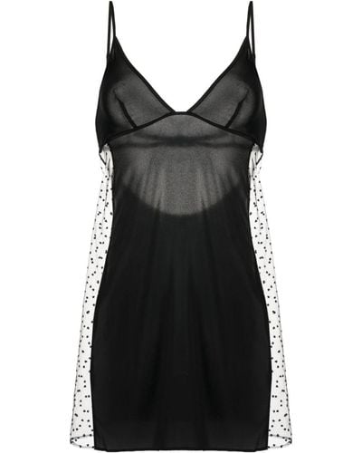 Kiki de Montparnasse Merci Tulle-panel Silk Nightdress - Black