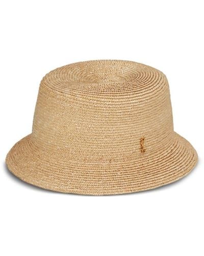 Saint Laurent Woven Straw Fedora Hat - Natural