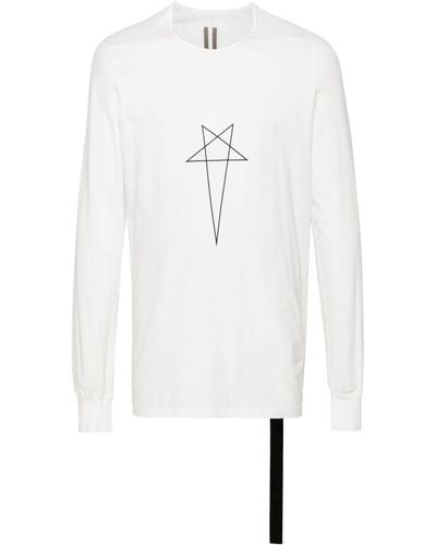 Rick Owens Level Pentagram-print Organic Cotton T-shirt - White