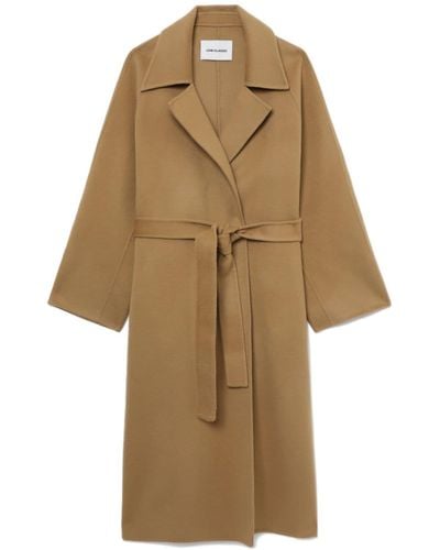 Low Classic Vertical-seamed Brushed Maxi Coat - Natural
