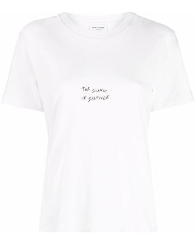 Saint Laurent T-shirt à slogan imprimé - Blanc
