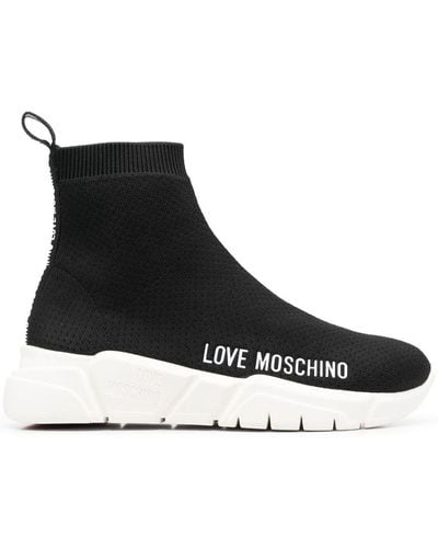 Love Moschino Logo-print Sock-style Trainers - Black