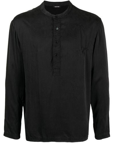 Tom Ford Camisa holgada con cuello Henley - Negro
